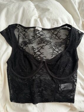 Garage Black Lace Underwire Crop Top